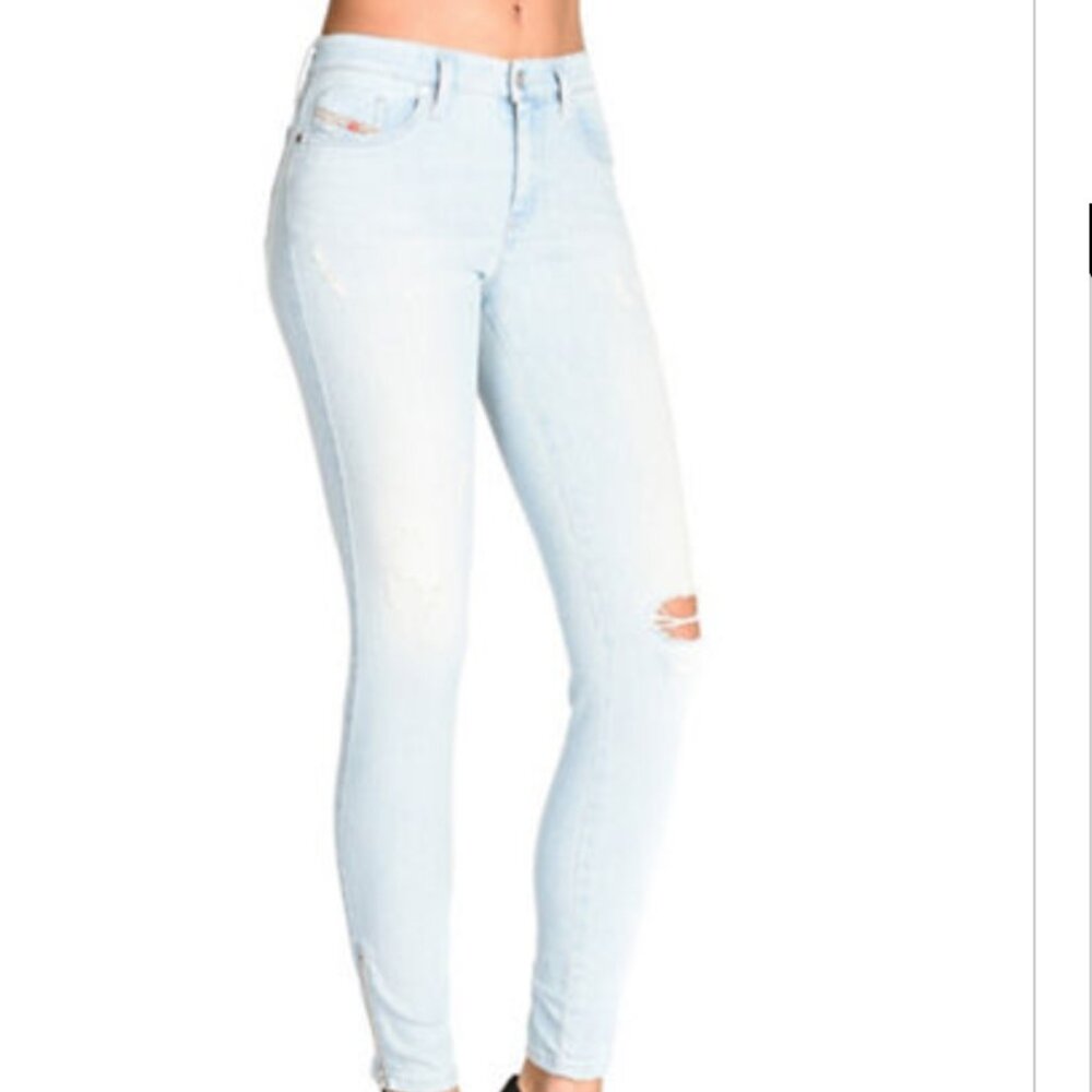 BNWT DIESEL SKINZEE ZIP SKINNY JEANS LIGHT WASH SZ 25